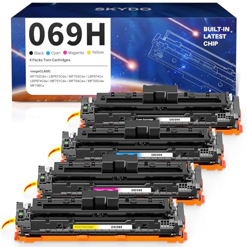 Skydo 069H Toner Cartridge, with Chip, Compatible with Canon Toner 069 H 069 Compatible with Canon i-SENSYS LBP673Cdw LBP674Cdw LBP674Cx MF750C MF751Cdw MF753Cdw MF752Cdw MF756Cx Printer (Pack of 4)