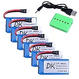 Digital-kingdom 3.7V 600mAh 25C Lipo Battery 6Pcs And 1pcs X6 Charger for JJRC H31 H37 H6D Hubsan X4 FPV H107C H107D H107L H107P H108 JXD392 JXD388 JXD385 UDI U816A RC Quadcopter