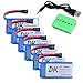 Digital-kingdom 3.7V 600mAh 25C Lipo Battery 6Pcs And 1pcs X6 Charger for JJRC H31 H37 H6D Hubsan X4 FPV H107C H107D H107L H107P H108 JXD392 JXD388 JXD385 UDI U816A RC Quadcopter