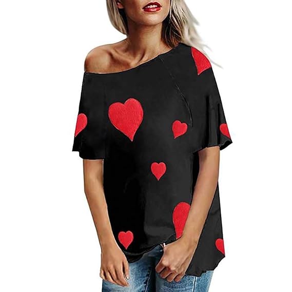iHENGH Damen Top Bluse Lässig Mode T-Shirt Frühling Sommer Bequem Blusen Frauen Mädchen Plus Size Print Tees Shirt Kurzarm T-