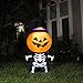 Joiedomi Halloween 5 FT Inflatable Pumpkin Skeleton with a Witch Hat with Build-in LEDs Blow Up Inflatables for Halloween Party Indoor, Outdoor, Yard, Garden, Lawn Decorations