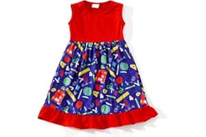 DACSOIT Toddler Girl Dress Back to School Pencil School Bus Print Dress Summer Outfits 3-8T
