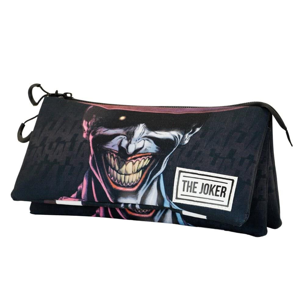 DC Comics Joker Crazy-ECO Triple Pencil Case, Black, 23 x 11 cm