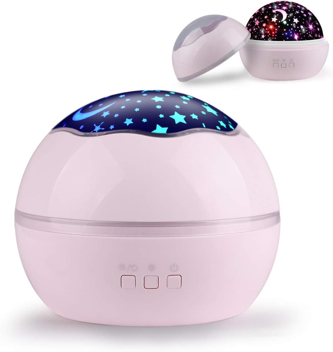 Star Lights Projector for Kids, Sunvito 2 in 1 LED 360° Rotating Starry & Undersea Projector Lamp, 8 Multiple Colors Night Light Projector for Kids Bedroom Nursery Decor (Pink)