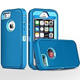 iPhone 5S Case,iPhone SE Case,Fogeek Heavy Duty PC and TPU Combo Protective Defender Body Armor Case for iPhone 5S,iPhone SE and iPhone 5 with Finger Print Function(Light Blue/Tea Blue)