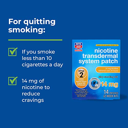 Rite Aid Nicotine Transdermal System Patch, Step 2, 14mg 14 ct