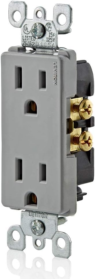 Leviton 5325-WMP 15 Amp, 125 Volt, Decora Duplex Receptacle, Residential Grade, Grounding, 10-Pack, White - Electrical Outlets - 
