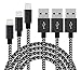 Jpinbo iPhone Chargers 3Pcs 3ft/6ft/10ft Extra Long Nylon Braided Cord Lightning Cable USB Charging Charger for iPhone 7/7Plus/6S Plus,SE/5S/5C/5,iPad Air/Pro/Mini,iPod Nano Black/Gray,3Piece