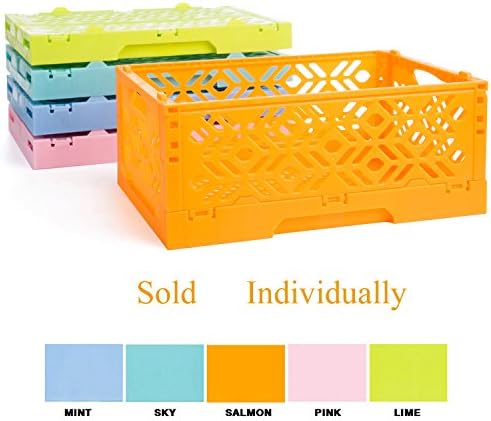 Small shelf Organizer Plastic storage basket Collapsible Hollow box For Household Office Kitchen Bathroom(SALMON)