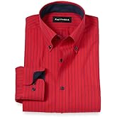 Paul Fredrick Men's Classic Fit Non-Iron Cotton Stripe Dress Shirt