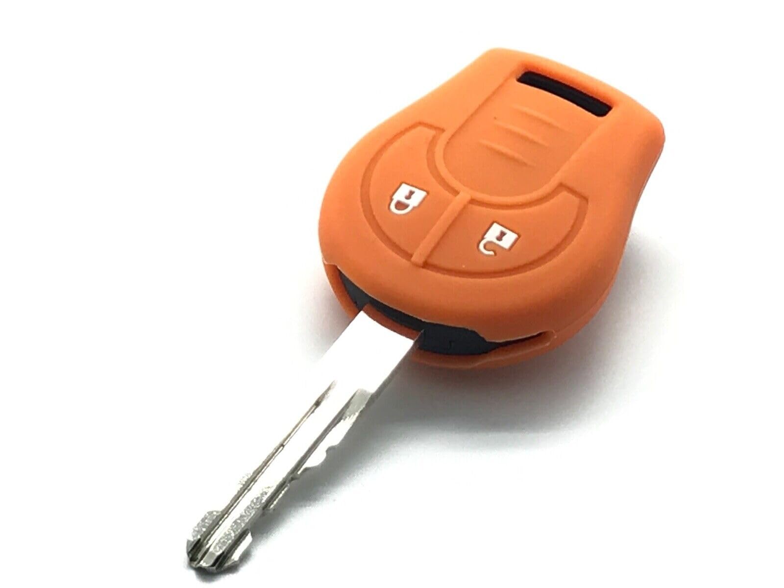 Nordecco Silicone Fob Protective Case 2 Button Compatible With Tiida, Micra, Juke, NSN14 Key Blade (Orange)