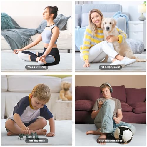 LIWEGHT Grey 2 CM Thick Baby Play Mat, Nursery Area Rug Coral Velvet Crawling Rugs for Toddler Children Play Mat Yoga Mat Exercise Pads Carpet, Home Decor for Nursery, Kids Bedroom, 200 * 200cm