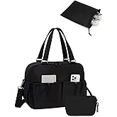 Carry On Duffle Bag with 15.6 Inch Laptop Compartment, Gym Bag for Women with Wet Pocket, Shoe Bag and Toiletry Pouch, Personal Item Travel Duffel Weekender Overnight Bags, Black