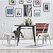 Devoko Metal Indoor-Outdoor Chairs Distressed Style Kitchen Dining Chairs Stackable Side Chair with Back Set of 4 (White)