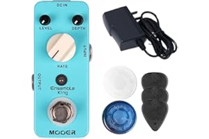 MOOER Ensemble King Guitar Analog Chorus Pedal, 9V 300mA Power Supply, Footswitch Toppers, Picks