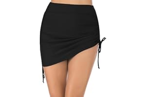 Women's Swim Shorts Swim Skirt Adjustable Drawstring Swimsuits Bottoms Swim Board Shorts for Women,Black(S)