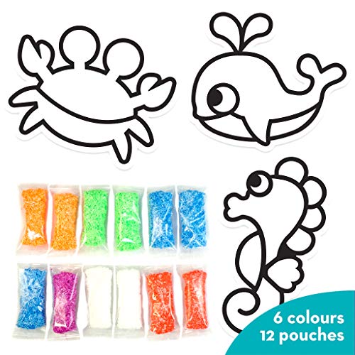 Imagimake Fleximos Aqua World DIY Window Art – Dotz Multi-Colour Air Dry Clay Art Playset - for Girls and Boys 3 Years+ (Aqua World)