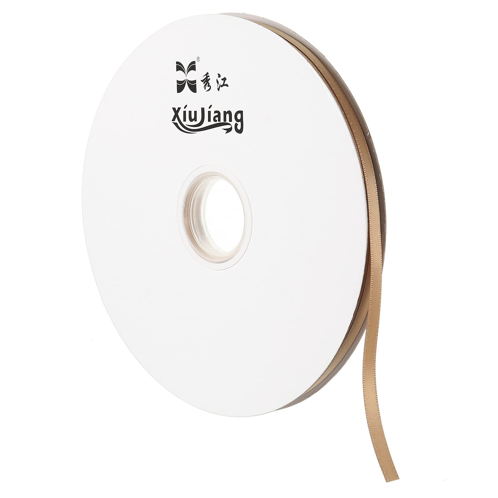 PATIKIL 0.28 Inch Wide 100 Yards Satin Ribbon, Double Face Solid Crafts Roll for Party Home DIY Wrapping Decoration Khaki