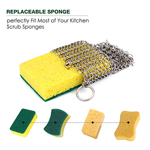 GAINWELL Stainless Steel Chainmail Scrubber Steel Cast Iron Cleaner, Dishwasher Safe, Cleaner Scraper & Scrubber for Your Cast Iron Skillet - Thumbnail 4