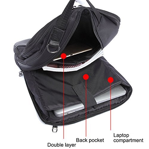 UBaymax 15.6 inch 3-in-1 Hybrid Laptop Backpack Messenger Shoulder Bag,Nylon & Leather Multi-function Convertible Waterproof Bag For Business School Travel