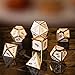 TecUnite 7 Metal Polyhedral Dice Set Role Playing Game Dice Set with Storage Bag (Golden White)