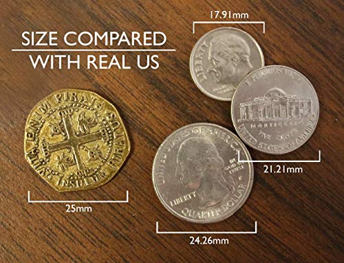 Pirate Treasure Chest Solid Wood With 6" Telescope Spyglass Brass Functional Compass, Bosun Whistle, Metal Coins, Treasure Map By Well Pack Box,