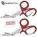 EMT Trauma Shears with Carabiner - Stainless Steel Bandage Scissors for Surgical, Medical & Nursing Purposes - Sharp Curved 2-pack is Perfect for EMS, Doctors, Nurses, Cutting Bandages [Red]