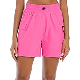 TrekChic Women's Quick Dry Hiking Cargo Shorts with Zipper Pockets Lightweight Athletic Shorts for Workout Travel Camping
