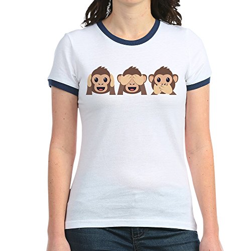 CafePress - Hear See Speak No Evil Monkey - Jr. Ringer T-Shirt, Slim Fit 100% Cotton Ringed Shirt