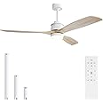 Sofucor Low Profile Ceiling Fan With Lights Remote Control 60 Inch Flush Mount Ceiling Fan Modern Wood Blade Fan For Bedroom Living Room Indoor Outdoor Farmhouse Patio, Noiseless DC Motor