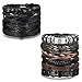 LOYALLOOK 6pcs Leather Bracelet for Men Cuff Bracelet Set Adjustable