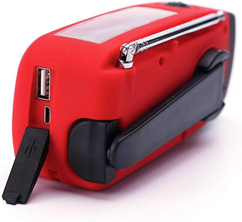 FM/AM/NOAA Weather Radio Hand Crank Self Powered Solar Emergency Radios with 3 LED Flashlight 1000mAh Power Bank Smart Phone Charger (Red): Home Audio & Theater