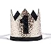 Maticr Glitter First Birthday Crown Baby Boy 1st Bday Party Hat Cake Smash Photo Prop (Tiny Gold & Black 1)