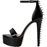 VERISSON Women's Studded Rivets Platform Heels Stiletto High Heel Ankle Strap Heeled Sandals for Women Party Dress Prom Shoes