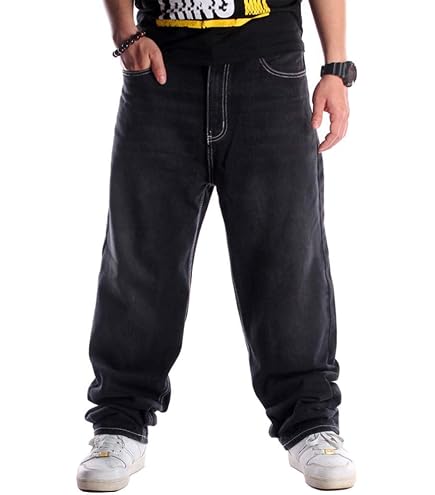 XYGJZ MeMens Baggy Jeans Plus Size Hip Hop Wide Straight Leg Loose