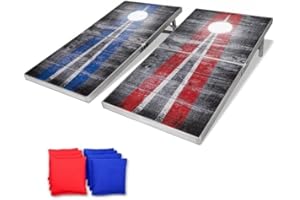 GoSports 4 x 2 ft Aluminum Cornhole Game Sets – Choose LED Lights or Standard - Set Includes 2 Foldable Regulation Size Boards, 8 Bean Bags, & Rules