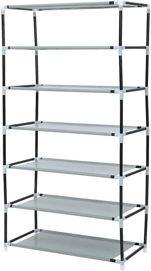 COMOTS Metal Shoes Rack, Storage Organizer Space Saving Shoes Tower Rack Lightweight Free Standing Shoes Rack (7 Layers)