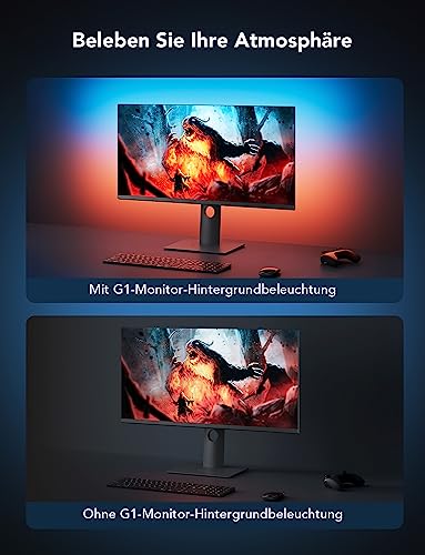 Govee Gaming Light for Monitor G1, TV LED Backlight for 27-34 Inch TV or PC, Smart RGBIC Wi-Fi TV Backlight, Double Light Beads with 123 Scene Modes App Control, Compatible with Alexa