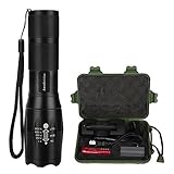 Super Bright Handheld Led Torch Waterproof with Rechargeable Battery, Adjustable Focus and 5 Light Modes for Kids Women Camping Hiking Emergency