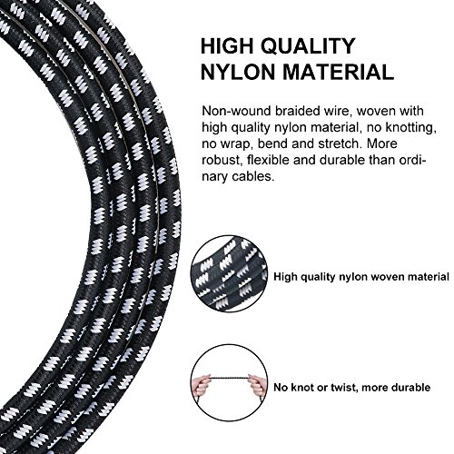 Yeung Qee Guitar instrument Cable 10ft,Right Angle 1/4 Inch TS to Straight 1/4 Inch TS Guitar Cable for electric guitar, bass guitar, electric mandolin, pro audio Black White - Thumbnail 3