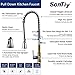 SonTiy Commercial Kitchen Faucets with Pull Down Sprayer, Modern Single Handle Pull Out Kitchen Faucet Brushed Nickel, High Arc Spring Kitchen Sink Faucets with Escutcheon