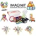 Imaginit 56 Piece Set - Magnetic 3D Construction Building Block Toy – Deluxe Educational Architecture Shapes for Kids & Toddlers - Model Ferris & Car Wheel Assemblies & Storage Box