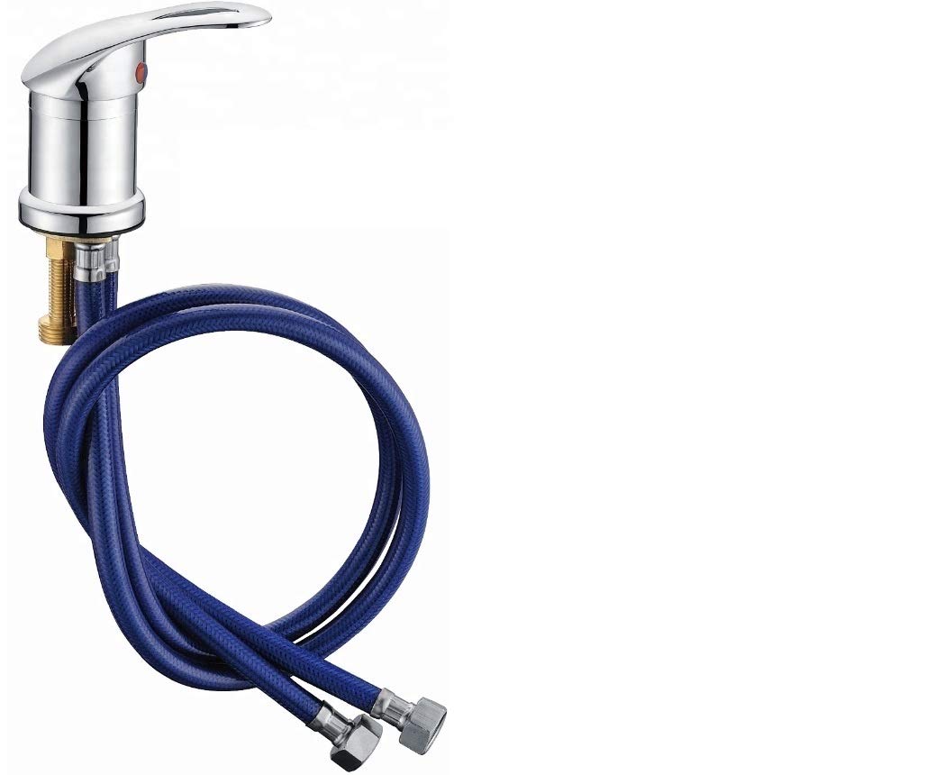 Hair Salon wash Basin Mixer taps and Hose with Long Tubes Salon Mixer tap Hairdressing tap and Hose Easy fit Save Labour Cost or DIY (Silver PVC Pipes 80 cm (ZINC))