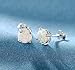 GEMSME 18K White Gold Plated 8mm Round Opal Stud Earrings For Women