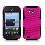 AIMO Progressive Hybrid Gummy Mesh Defense Case for ZTE Savvy Z750C [Straight Talk, Net10] - (Black / Pink)