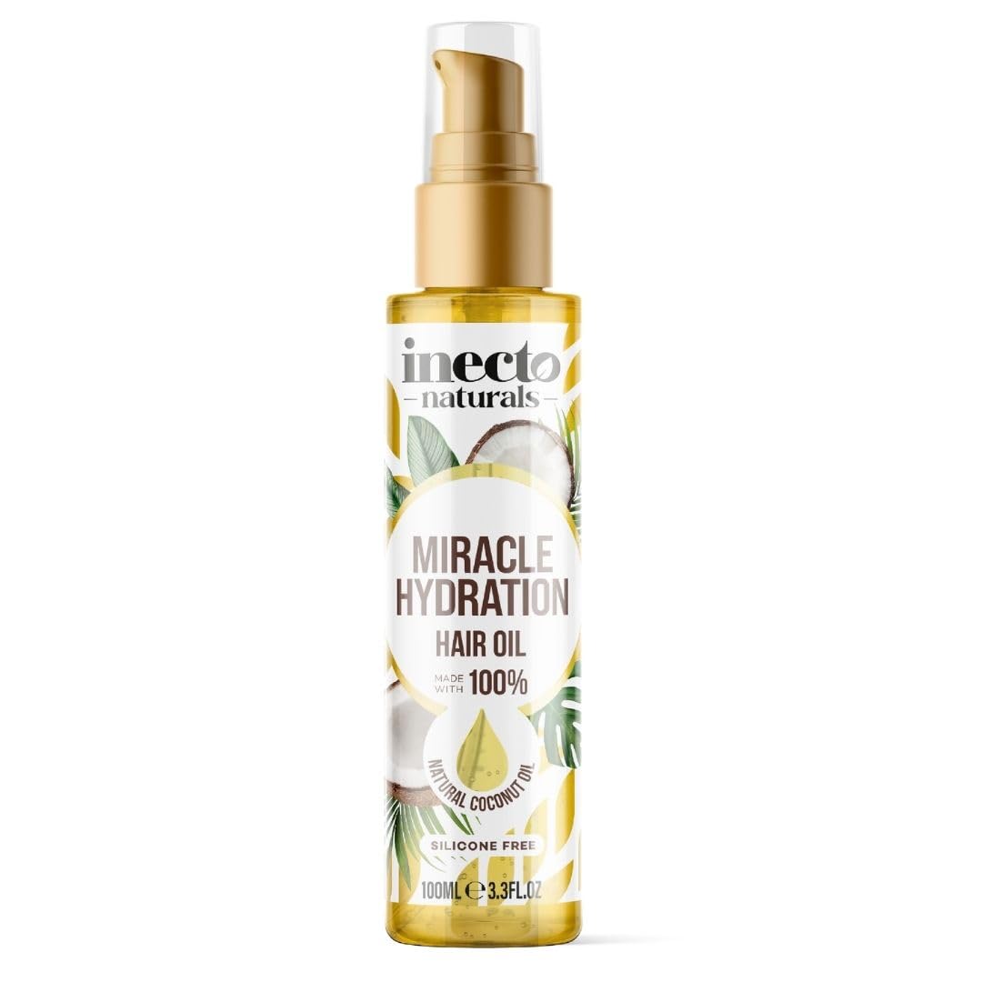 INECTO Naturals Miracle Hydration Hair Oil 100ml, Silicone Free, Vegan Formula. Lightweight for Shiny, Stronger, Conditioned Hair