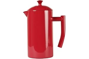 Frieling Insulated Double-Walled Stainless Steel French Press Coffee Maker - 34 fl oz, Red - Camping Coffee Press