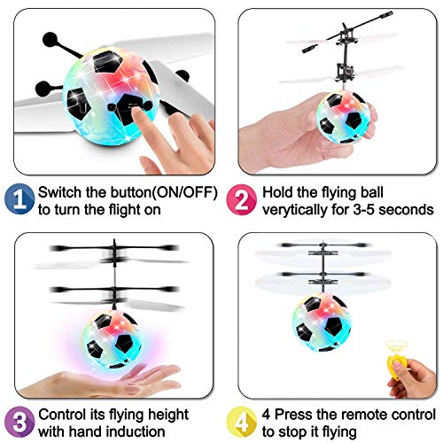 2 Pack Flying Ball Toys, RC Flying Toys for Kids Boys Girls Xmas Holiday Birthday Gifts Remote Control Drone Helicopter Rechargeable Light Up Ball Infrared Induction RC Drone Toy - Thumbnail 6