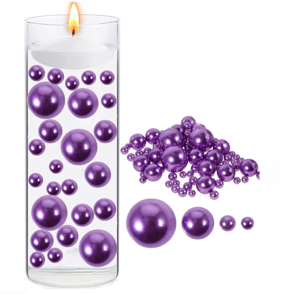 125pcs Vase Filled with Pearls Vase Filler Pearls Filler Wedding Decor for Pearl Beads for Jewelry Making Purple Abs Brush Nonporous(Only)