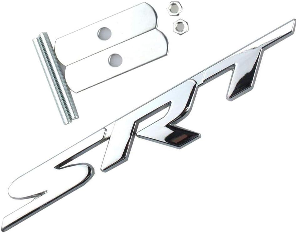 Windcar SRT Grille Grill Car Emblem Logo Replacement for Decal Badge Dodge Charger Challenger Chrysler Jeep Grand Cherokee SRT (Silver)
